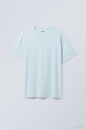 Weekday Oversized Heavyweight T-shirt Głęboka Niebieskie | XJRM9776