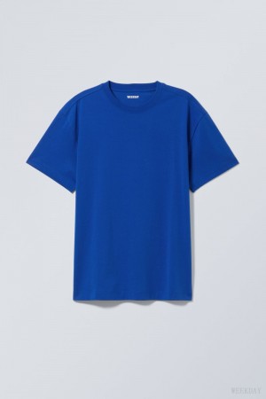 Weekday Oversized Heavyweight T-shirt Jasny Niebieskie | YLIR8800