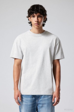 Weekday Oversized Heavyweight T-shirt Szare | TOFM6888