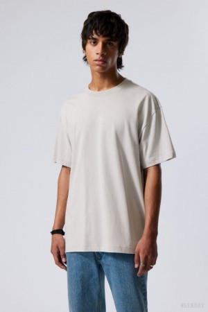Weekday Oversized Heavyweight T-shirt Szare | TIFX6303