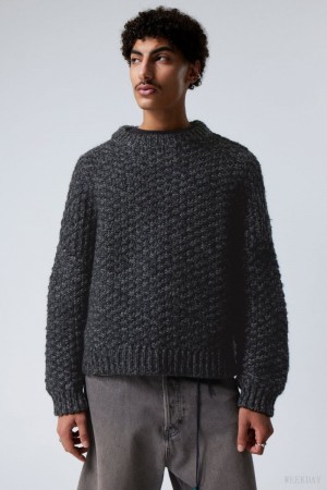 Weekday Oversized Wełna Blend Swetry Czarne | LPCG9804