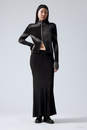 Weekday Paige Long Skirt Czarne | HTLA6658