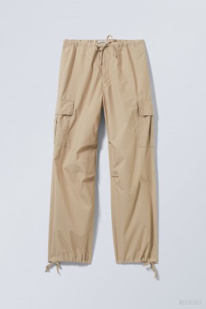 Weekday Parachute Loose Cargo Trousers Beżowe | GVFC5439