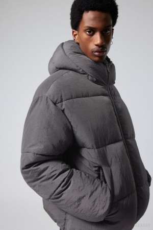 Weekday Pat Puffer Jacket Ciemny Szare | TWNX0586