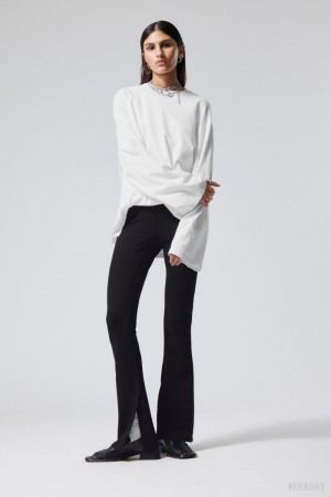 Weekday Philo Flared Jersey Trousers Czarne | ASJN3096