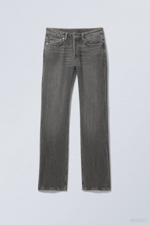 Weekday Pin Mid Prosty Jeans Czarne | RJTM2037