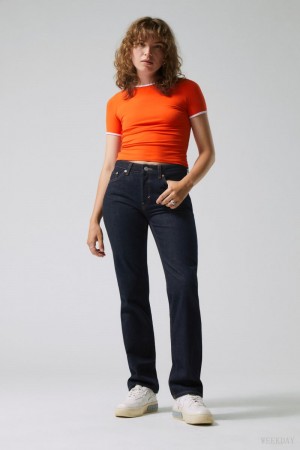 Weekday Pin Mid Prosty Jeans Niebieskie | XXGI2741