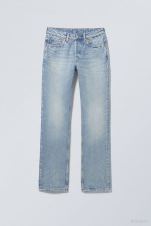 Weekday Pin Mid Prosty Jeans Niebieskie | GUMM8247