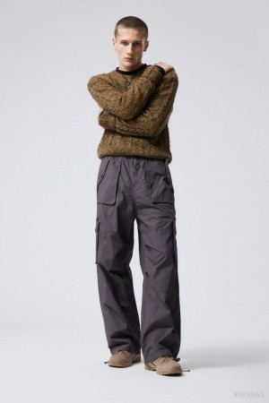 Weekday Piper Loose Cargo Trousers Ciemny Szare | UNVL8436