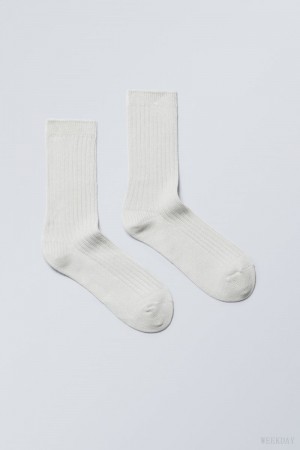Weekday Pond Żebrowany Socks Głęboka | XCSC4618