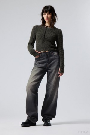 Weekday Rail Mid Loose Prosty Jeans Niebieskie | KFFV1409