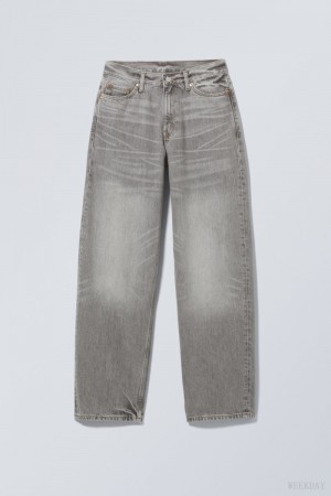 Weekday Rail Mid Loose Prosty Jeans Szare | FXLK0848