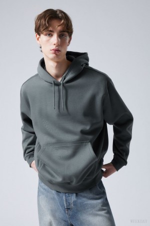 Weekday Relaxed Heavy Hoodie Ciemny Turkusowe | JCOX6117