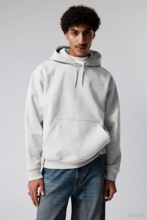 Weekday Relaxed Heavy Hoodie Szare | VWHM1235