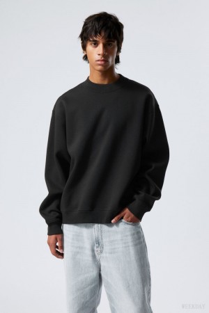 Weekday Relaxed Heavyweight Sweatshirt Czarne | BLQQ6870