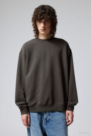 Weekday Relaxed Heavyweight Sweatshirt Czarne | WBTM0840