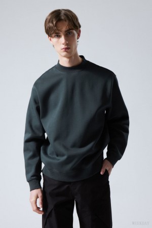 Weekday Relaxed Heavyweight Sweatshirt Ciemny Szare | QLZB3466