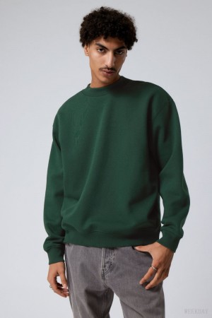 Weekday Relaxed Heavyweight Sweatshirt Ciemny Zielone | ELKA2081