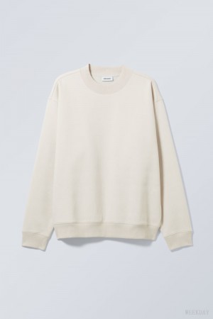 Weekday Relaxed Heavyweight Sweatshirt Ecru | JWFQ9896