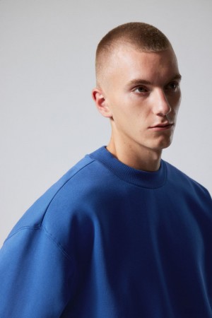 Weekday Relaxed Heavyweight Sweatshirt Niebieskie | FQMI9938