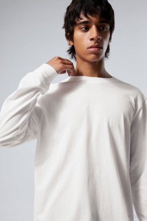 Weekday Relaxed Midweight Long Sleeve Białe | GQWZ7399