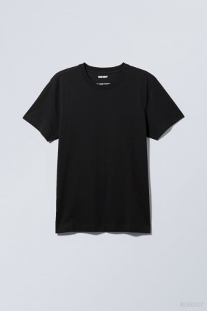 Weekday Relaxed Midweight T-shirt Czarne | LZCX4969