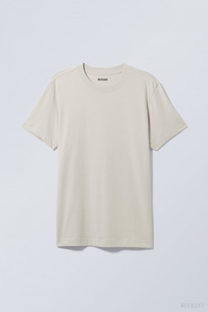 Weekday Relaxed Midweight T-shirt Ecru | PBKR2343