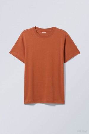 Weekday Relaxed Midweight T-shirt Pomarańczowe | DPAO7765