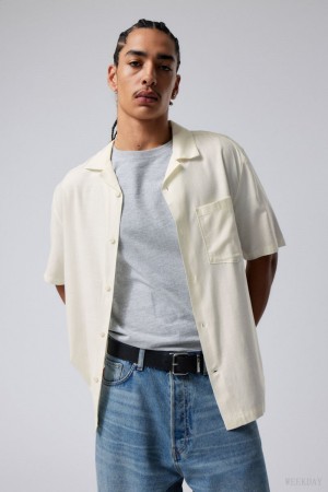 Weekday Relaxed Resort Krótkie Sleeve Shirt Białe | DUQO1206