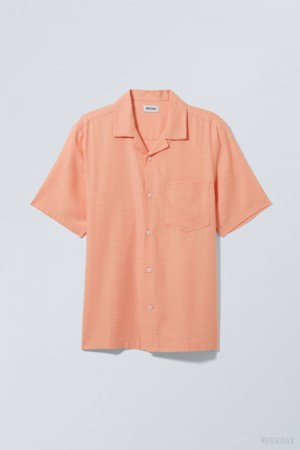 Weekday Relaxed Resort Krótkie Sleeve Shirt Koralowe | KGWB6606