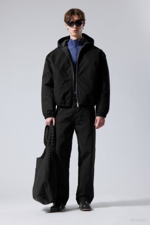Weekday Remy Zakapturzony Bomber Jacket Czarne | VUST7718