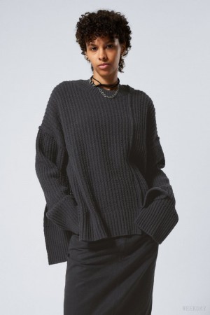 Weekday Rey Oversize Asymmetric Swetry Ciemny Szare | RBAE2750