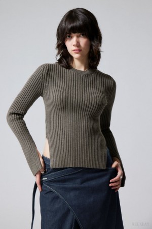Weekday Rora Rib Swetry Ciemny | BHJN1669