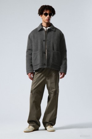 Weekday Rory Wełna Jacket Ciemny Szare | HMNE6641