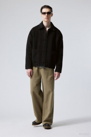 Weekday Rory Wełna Jacket Czarne | KJYL7281