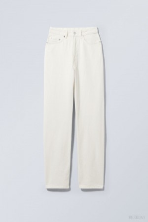 Weekday Rowe Extra High Prosty Jeans Białe | QPNK8709