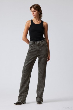 Weekday Rowe Extra High Prosty Jeans Czarne | QOOY3498