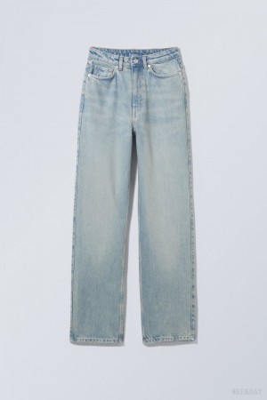 Weekday Rowe Extra High Prosty Jeans Głęboka Niebieskie | XTMX4171