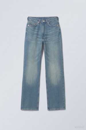 Weekday Rowe Extra High Prosty Jeans Niebieskie | OOPN7536
