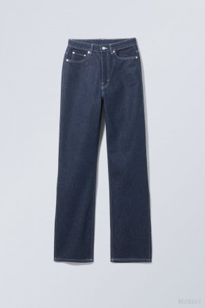 Weekday Rowe Extra High Prosty Jeans Niebieskie | EQEG0398