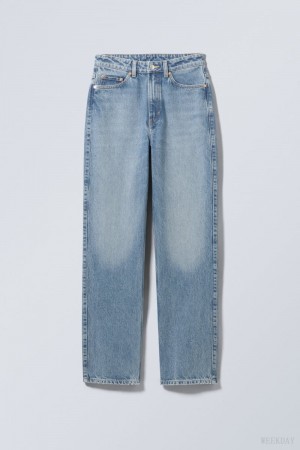 Weekday Rowe Extra High Prosty Jeans Niebieskie | FZYP8583