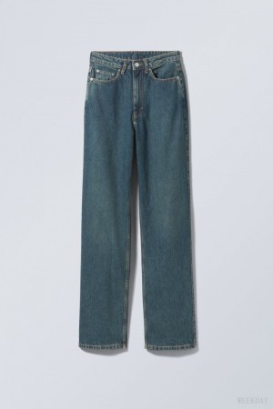 Weekday Rowe Extra High Prosty Jeans Zielone | FFQG3594