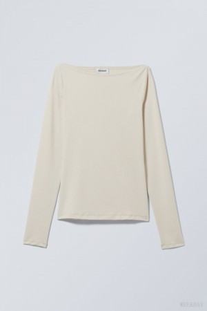 Weekday Side Slit Long Sleeve Beżowe | IQQS9070