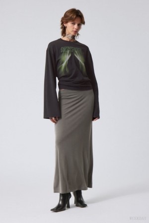 Weekday Signe Drapy Maxi Skirt Ciemny | KFZR3518