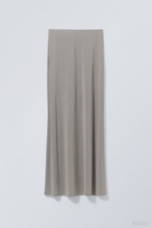 Weekday Signe Drapy Maxi Skirt Szare | UKTC6123