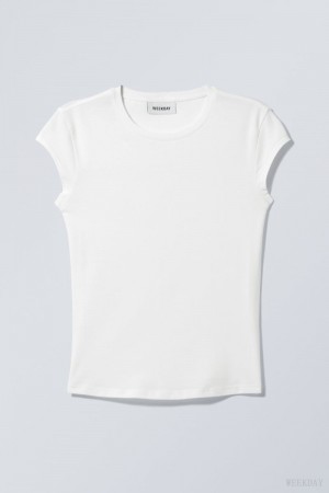 Weekday Slim Fitted Top Białe | HIVE9309