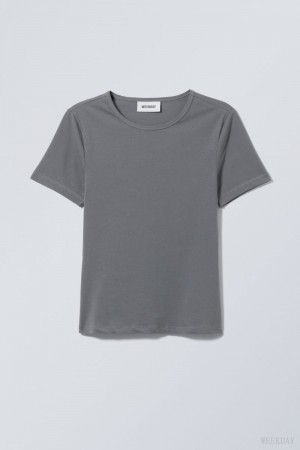 Weekday Slim Fitted T-shirt Ciemny Szare | YTIP0904