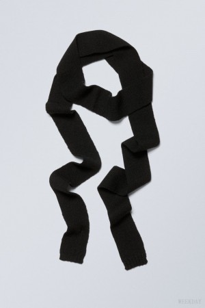 Weekday Slim Scarf Czarne | NJFW9936