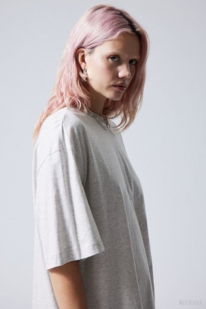 Weekday Soft Oversized T-shirt Głęboka Szare | PZYE2574