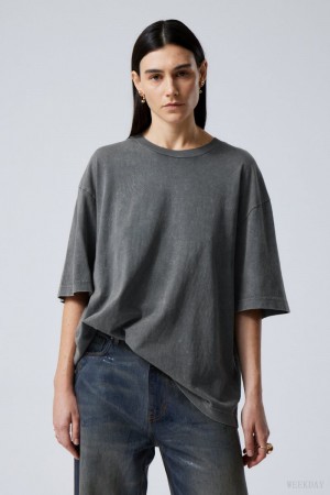Weekday Soft Oversized T-shirt Niebieskie | UPAQ5028